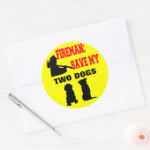 Brandweerman red mijn twee honden ronde sticker (Envelop)