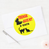 Brandweerman red mijn twee katten ronde sticker (Envelop)