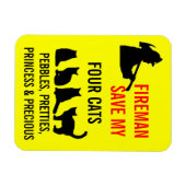 Brandweerman red mijn VIER katten Magneet (Horizontaal)