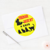 Brandweerman red mijn VIER katten Ronde Sticker (Envelop)