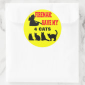 Brandweerman red mijn VIER katten Ronde Sticker (Tas)