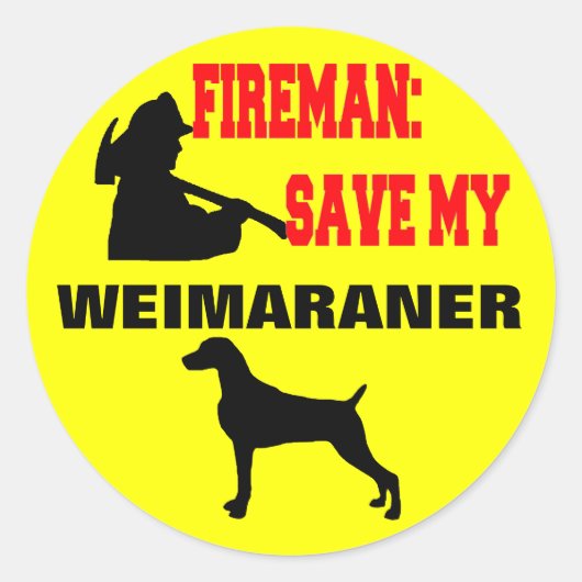 Brandweerman red mijn Weimaraner Ronde Sticker (Voorkant)