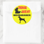 Brandweerman red mijn Weimaraner Ronde Sticker (Tas)