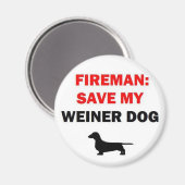Brandweerman red mijn Weiner hond Magneet (Voorkant / Achterkant)