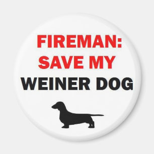 Brandweerman red mijn Weiner hond Magneet
