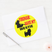 Brandweerman red mijn Westie hond brandveiligheid Ronde Sticker (Envelop)