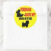 Brandweerman red mijn Westie hond brandveiligheid Ronde Sticker (Tas)