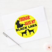 Brandweerman red mijn zwarte labs ronde sticker (Envelop)