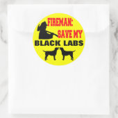 Brandweerman red mijn zwarte labs ronde sticker (Tas)