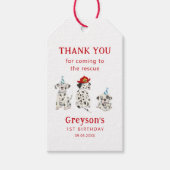 Brandweerman Reddingshonden Jongen Verjaardagsfees Cadeaulabel (Voorkant)