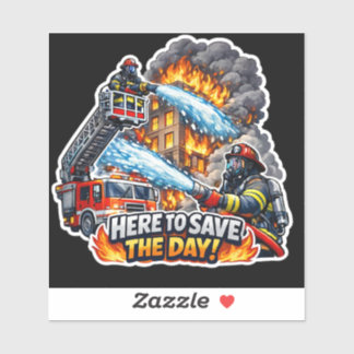 Brandweerman redt de dag-sticker sticker