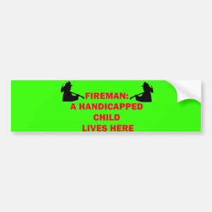 Brandweerman redt gehandicapte kind bumpersticker