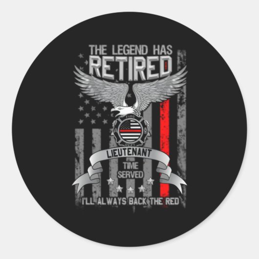 Brandweerman Retiret Thin Red Line Gepensioneerde  Ronde Sticker (Voorkant)