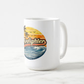 Brandweerman Retro Zonsondergang Design Koffiemok (Voorkant rechts)