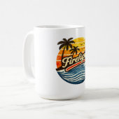 Brandweerman Retro Zonsondergang Design Koffiemok (Voorkant links)