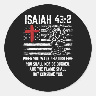 Brandweerman Rode Kruis Bijbel Verse Amerikaanse v Ronde Sticker