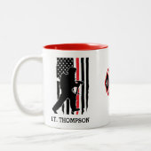 Brandweerman Rode Lijn Vlag Embleem Gepersonalisee Tweekleurige Koffiemok (Links)