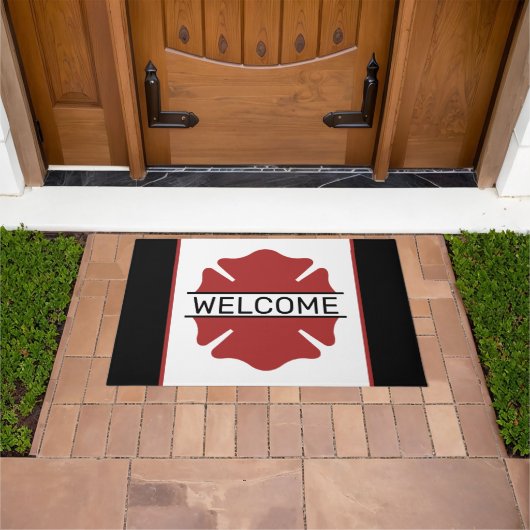 Brandweerman Rode Logo Symbool Welkom Deurmat (Buiten)
