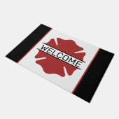 Brandweerman Rode Logo Symbool Welkom Deurmat (Schuin)