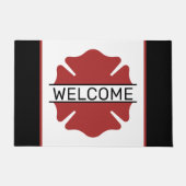 Brandweerman Rode Logo Symbool Welkom Deurmat (Voorkant)