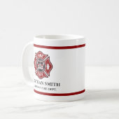 Brandweerman Rode Maltese Kruis Brandweer Mok (Voorkant links)