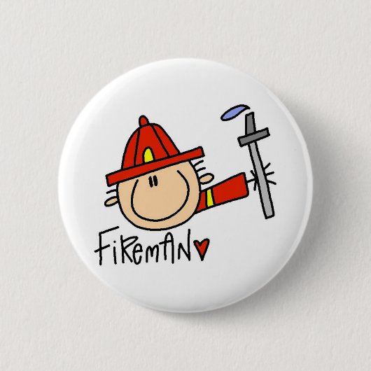Brandweerman Ronde Button 5,7 Cm (Voorkant)