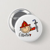 Brandweerman Ronde Button 5,7 Cm (Voorkant /achterkant)