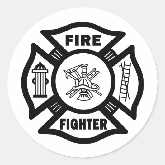 Brandweerman Ronde Sticker (Voorkant)