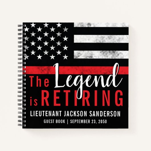 Brandweerman Roodlijnmarkering Vlag Vuurman Gast Notitieboek (Voorkant)