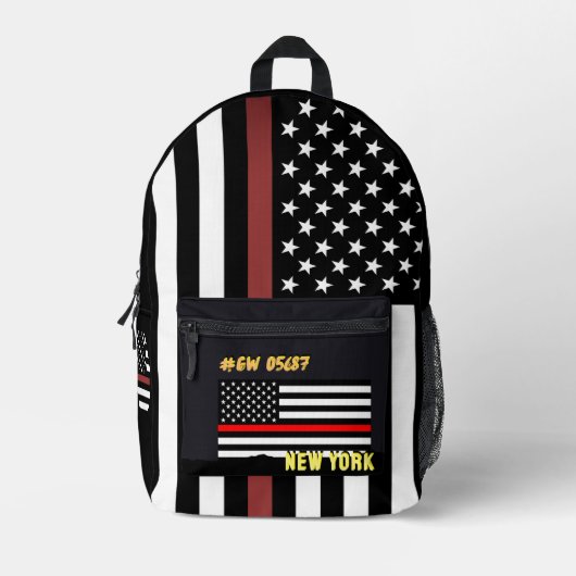 Brandweerman Rugzak, Dunne Rode Lijn tas, Amerikaa Bedrukte Rugzak (Voorkant)