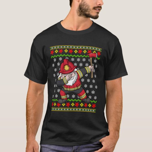 Brandweerman Santa Brandweerman Ugly Pattern Gift T-shirt (Voorkant)