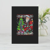 Brandweerman Santa Claus Fireman Costume Ugly Feestdagenkaart (Staand voorkant)