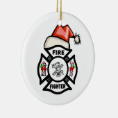 Brandweerman Santa Claus Keramisch Ornament (Rechts)