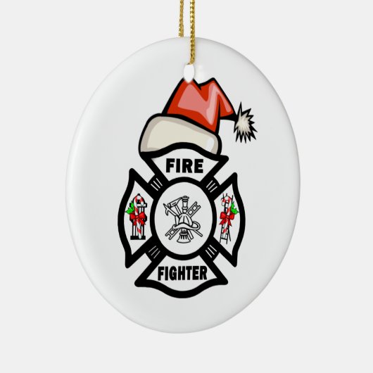 Brandweerman Santa Claus Keramisch Ornament (Rechts)