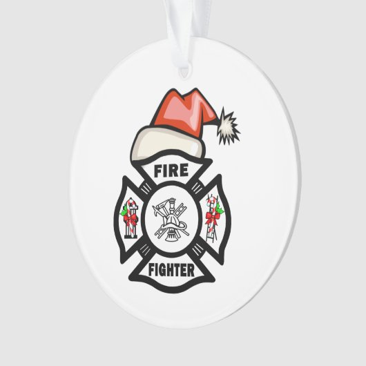 Brandweerman Santa Claus Ornament (voorkant)