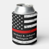 Brandweerman, speciaal gepersonaliseerd in dunne r blikjeskoeler (Blikje Voorkant)