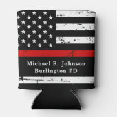 Brandweerman, speciaal gepersonaliseerd in dunne r blikjeskoeler (Achterkant)