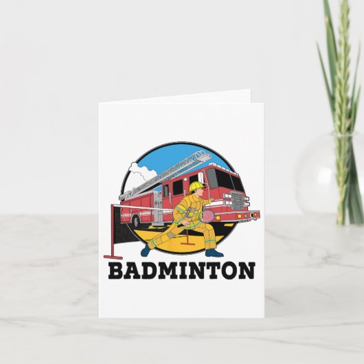 Brandweerman speelt badminton brandweerman SP Kaart (Voorkant)