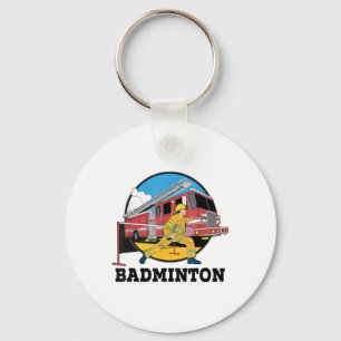 Brandweerman speelt badminton brandweerman SP Sleutelhanger