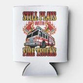 Brandweerman speelt nog steeds met brandweerwagens blikjeskoeler (Voorkant)