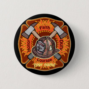 Brandweerman speld ronde button 5,7 cm