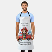 Brandweerman spuit vrolijk water schort (Gedragen)