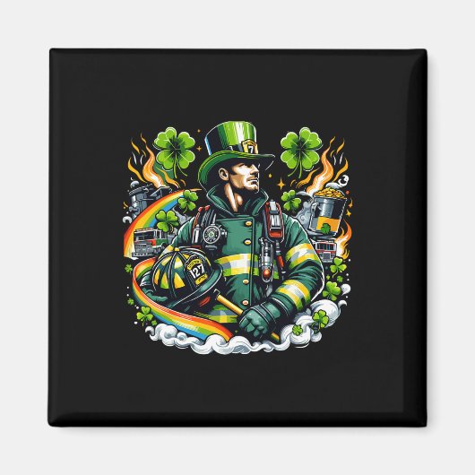 Brandweerman St Patricks Day Mannen Brandweerman F Magneet (Voorkant)