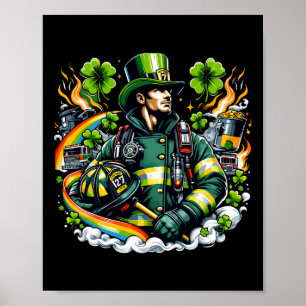 Brandweerman St. Patrick's Day Mannen Brandweerman Poster