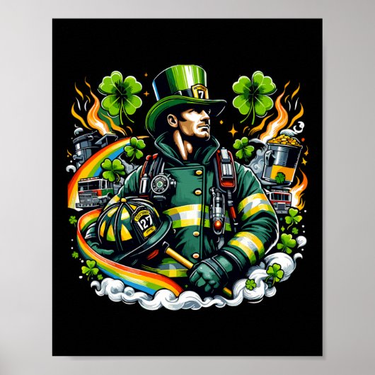 Brandweerman St. Patrick's Day Mannen Brandweerman Poster (Voorkant)