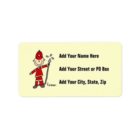 Brandweerman Stick Figure Etiket (Voorkant)
