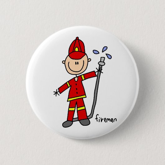Brandweerman Stick Figure Ronde Button 5,7 Cm (Voorkant)