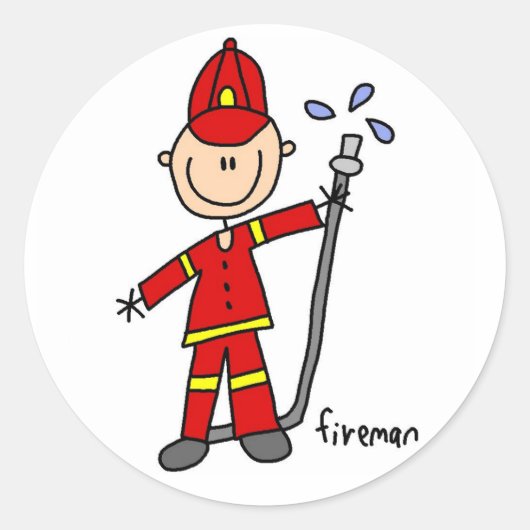 Brandweerman Stick Figuur Sticker (Voorkant)