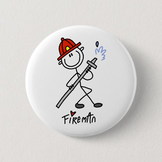 Brandweerman stickfigure ronde button 5,7 cm (Voorkant)