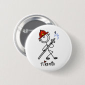 Brandweerman stickfigure ronde button 5,7 cm (Voorkant /achterkant)